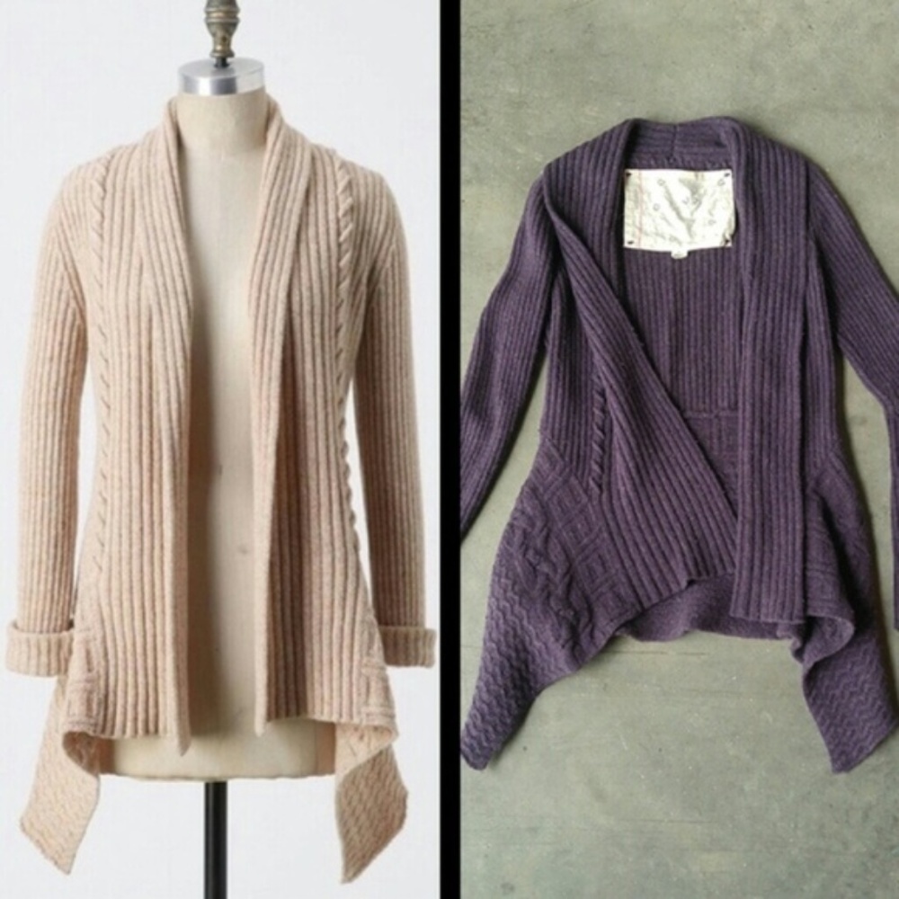 Anthropologie Canary Knitting Needles Open Sweater